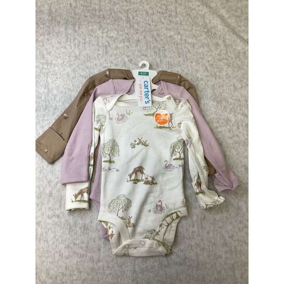 Carter's Just One You Other - Carters Just One You Baby Girls 3M Long Sleeve Bodysuit 3-Pk Woodland Floral NEW
